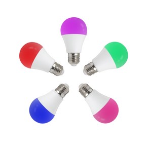 레드 LED A60 컬러 벌브 8W 칼라램프 색전구 포인트등 무드등 파티라이트 스트링라이트 크리스마스조명 파티조명 캠핑조명 썬룸 칼라전구 빛각도 120도 글램핑텐트조명 장식등, 분홍색, 1개