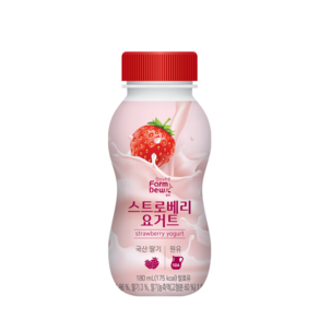 팜듀 요거트 180ml * 14개 스트로베리요거트 1등급 원유 설탕없는 발효유 참선진녹즙 진천지사