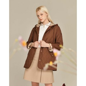 24FW [ONLINE EXCLUSIVE] 여성 브라운 퀼팅 후드점퍼 DNJU4D902W3