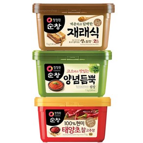 청정원 순창 태양초 찰고추장 1kg+재래식 생된장 1kg+양념듬뿍 쌈장 1kg, 3개, 1kg