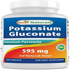 Best Natuals Potassium Gluconate Supplement 595 Mg Tablet 250Count, Oiginal Vesion, 1개