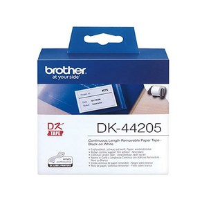 브라더 브라더정품 DK-44205_62mm×30.48m 흰색 연속라벨_약접착_라벨테이프, 상세 설명 참조, 1개