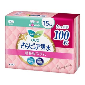 Amazon.co.jp 로리에 접시 퓨어 흡수 초흡수 슬림 15cc 100장 25장×4팩 팬티라이너 흡수케어 소변누수패드, 25개입, 4개