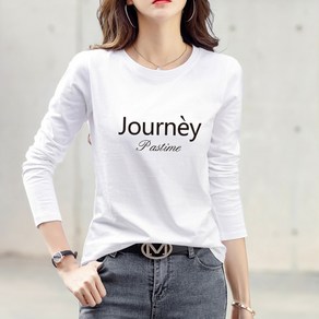 [오늘발송] 스타일아유 여성용 라운드 긴팔 티 JOURNEY 레터링 베이직 긴팔 티셔츠[AYG7TS0186]