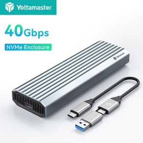 요타마스터 USB4 M.2 SSD NVMe 외장 케이스 M2 인클로저 솔리드 스테이트 디스크 커버(냉각 팬 포함)