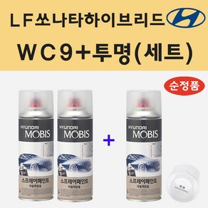 순정품 현대 LF쏘나타하이브리드 WC9 화이트크림 (2개세트) 스프레이 페인트 + 투명스프레이, 1개