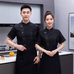 반팔 조리사복 남여공용 위생복 한식 중식 일식 제과제빵 쉐프복 상의+앞치마 Cook's clothes