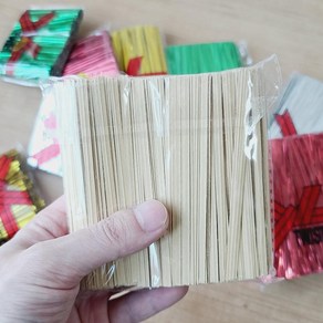 종이빵끈 크라프트지 10cm 1000개입 철끈 포장 무지타이 M50213