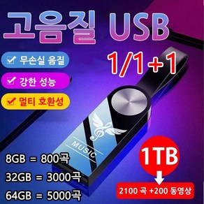 1+1 자동차 전용 음악 USB 고음질 USB 차량용usb 노래모음곡, [1+1개]*비드 체인&어댑터&PP 가방 * [1+1개, 32GB = 3000곡