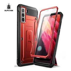 Supcase 갤럭시S21FE 케이스 내장 보호필름 스탠드 풀커버 케이스, Ruddy