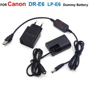 DRE6 LPE6 LPE6N 가짜 배터리 5V USB 보조배터리 케이블 충전기 어댑터 캐논 EOS 60D 70D 5D2 6D 7D 5D 마크 II III 5D3 5DS용, 2)EU