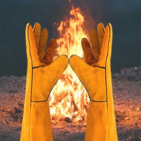 가죽 캠핑 장갑 화로대 내열 안전 장작 방염 방열 화로대장갑, 1개
