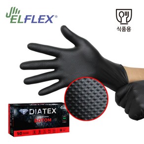 (ELFLEX)엘플렉스 다이아텍스 도톰(DT-900) 다이아몬드텍스쳐 두꺼운블랙니트릴장갑 9g(50장)