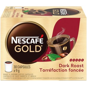 NESCAFE Gold Dak Roast Capsules K-Cup Compatible NESCAFE 골드 다크 로스트 캡슐 K-Cup 호환 포드 30개 {캐나다에서 수입, 1개