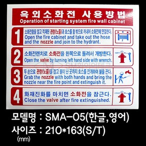 옥외소화전 사용방법 소화전사용설명표지 스티커 SMA-05, 1개