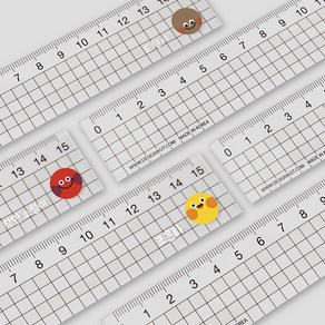 디자인아지트 네임 투명자 15cm 컬러팝 필기구 학생선물, 옐로우, 한글24