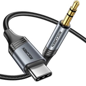 Rocoen 오디오 C타입 to AUX 케이블 차량용 옥스선 usb c타입 to 3.5 이어폰 싱글 젠더 C타입 AUX 차량용 3.5mm 케이블 1m 2m 3m, 1000mm