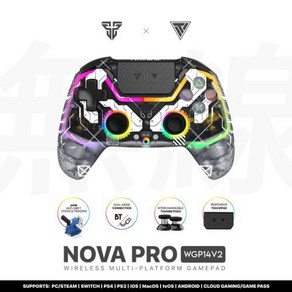 FANTECH NOVA PRO WGP14 V2 무선 게임패드 홀 효과 조이스틱 및 트리거 컨트롤러 PC 스위치 안드로이드, 1개, 02 Dak gey