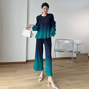 [PLEATS] 뮤케 셔링 블라우스 팬츠 플리츠 set