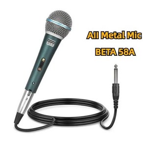 BETA 58A 슈퍼 카디오이드 다이나믹 마이크 무대 노래용 전문 유선 마이크 슈어 가라오케 BBOX 녹음 보컬, BETA58A, 없음, 1개