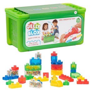 Jelly Blox Stash 'N Stack 2-in-1 보관 케이스 블록 30개 포함  유아 및 미취학 아동용 빌딩 어린이가 쥐어 짜고 늘릴 수 있음 안전 테스트 아프지 않, Jelly Blox Stash 'N Stack 2-in