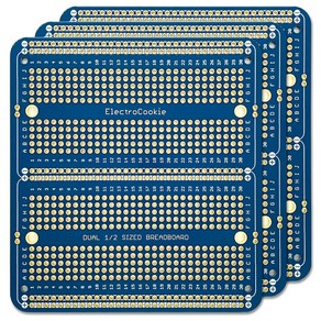 PCB기판 브레드보드형 만능기판 Dual Half Size 아두이노 및 개발용 97x 89mm 3팩, 블루 3팩, 3개