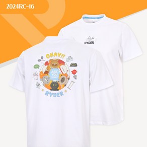 라이더 티셔츠 배드민턴 반팔 상의 남성 여성 반팔티 코튼라이크 오버핏 화이트 2024RC-16