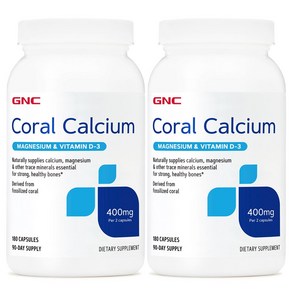 GNC 코랄 칼슘 마그네슘 & 비타민 D3 400mg 캡슐 글루텐 프리, 180정, 2개