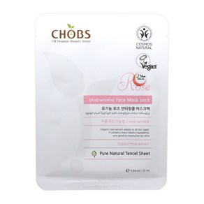 CHOBS(찹스) 유기농 로즈 안티링클 마스크팩 (주름개선) 25ml, 1개