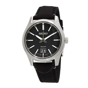 Seiko 세이코 Big Date Quartz 블랙 Dial Men's Watch SUR517P1