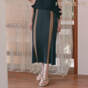 [FINE PLEATS] 피네 플리츠 세로 라인 스커트 블랙