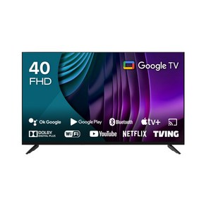 큐빅스 FHD LED 스마트 TV 101cm(40인치) 구글 안드로이드 11 HDR 블루투스 WIFI 넷플릭스 유튜브 에너지효율 1등급 스탠드 벽걸이 방문설치, 스탠드형 택배배송(자가설치)