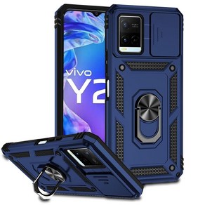 Tothedu Case fo Vivo Y21 Y33S 4G V2111 V2109 with Slide Camea Cove Built in 360° Rotate Ring Ki