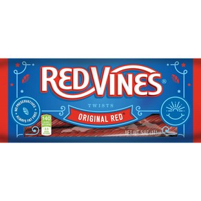 Red Vines Licoice Oiginal Red Flavo 5oz Tay Sof 레드 바인 감초 오리지널 레드 맛 5온스 트레이 부드럽고 쫄깃한 캔디 트위스, 1개, 141g