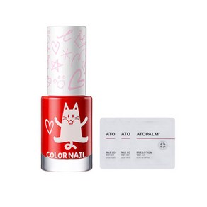 아토팜 어린이 컬러 네일 5ml + 샘플 파우치 랜덤발송 3p 세트, 1세트, 레드