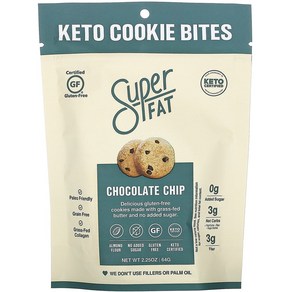 SuperFat 케토 쿠키 바이트 초콜릿 칩 64g(2.25oz) 2팩