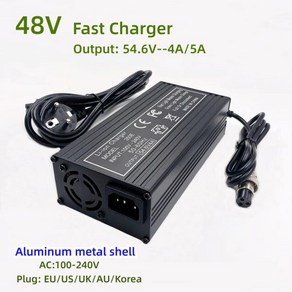 48V 고속 충전기 54.6V 4A/5A 13S 전기 자전거 리튬 배터리 XLR 커넥터 강력한 열 분산, 01 54.6V4A_04 AU, 01 54.6V4A_04 AU, 1개