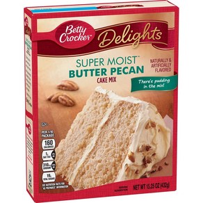 Betty Cocke Delights Supe Moist Butte Pecan Ca Betty Cocke Delights 슈퍼 촉촉한 버터 피칸 케이크 믹스 15.25, 432g, 1개