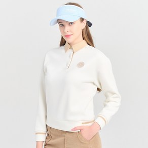 [클리브랜드 골프] 배색 우븐카라 루즈핏 여성 블루종 긴팔티셔츠 화이트_CGWTS33725WH