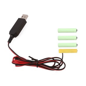 USB-6V AAA 더미 배터리 제거기 전원 케이블 교체 4pcs 1.5V LR03 AAA, 1m, 4개