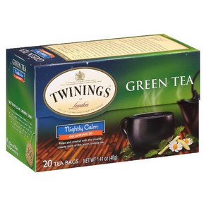 Twinings 트와이닝 녹차 나이트캄 디카페인 20 티백 40g(1.41oz), 1개, 20개입