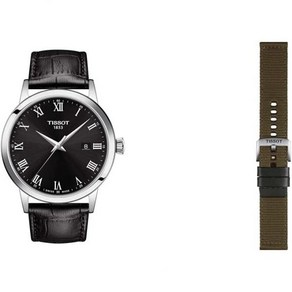 티쏘 남성용 클래식 드림 스테인레스 스틸 드레스 시계, Black watch + geen nylon sta, 1개