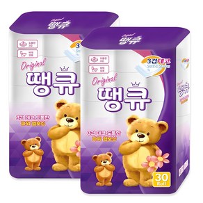 Oiginal 땡큐 화장지 3겹 30롤 x 2팩, 14m, 2개