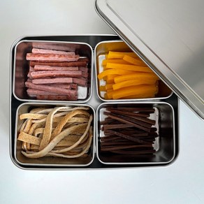 칸칸 분리형 스텐 밧드 캠핑용 재료 보관용기 4칸, 칸칸 스텐 밧드 4칸, 1개
