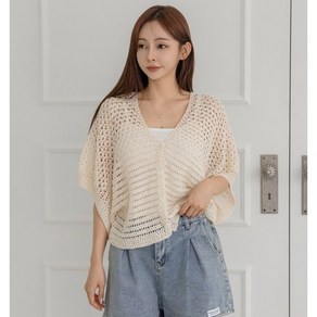 코바늘 글로리 반팔 가디건 패키지, XL~2XL, 베이비 핑크, 1개