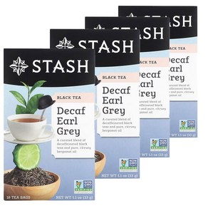 Stash Tea 스태쉬티 스타시티 홍차 블랙티 디카페인 얼그레이 18티백 33G x 4개, 18개입