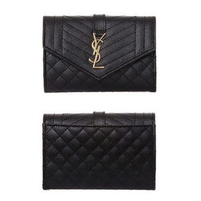 [생로랑] [명품] YSL 골드 스틸로고 페블래더 엔벨롭 중지갑651026 BOW91 1000 651026 BOW91 1000