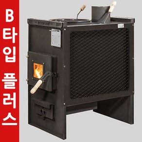 거꾸로타는 화목난로 B타입 플러스/20~30평형 철판 3.2T/에코우드스토브 거실사무실공장공방 리버스 장작난로