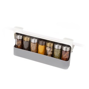 Joseph Joseph Spice Rack Oganize - Unde-Shelf Kit 조셉 조셉 스파이스 랙 오가나이저 - 선반 아래 주방 캐비닛 향신료 보관 솔루션 회, 1개, Gay/White