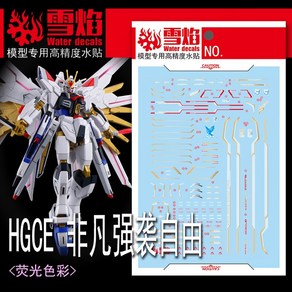 설염데칼 (HGCE91) HGCE 마이티 스트라이크 프리덤 건담 UV 형광 습식 데칼, 1개